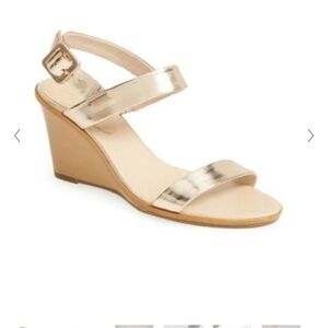 Kate Spade Wedges Sz 10 Gold Heels Metallic Sandals Party Shoes Strappy NEW